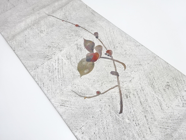 JAPANESE KIMONO / ANTIQUE FUKURO OBI / SILK / GINSAI / EMBROIDERY / FLOWER